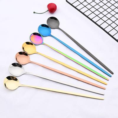 Eis Lange Griff Scoop Geschirr Set Bunte Geschirr Löffel Bar Löffel Saft Kaffee Rühren Besteck Set Küche Werkzeuge