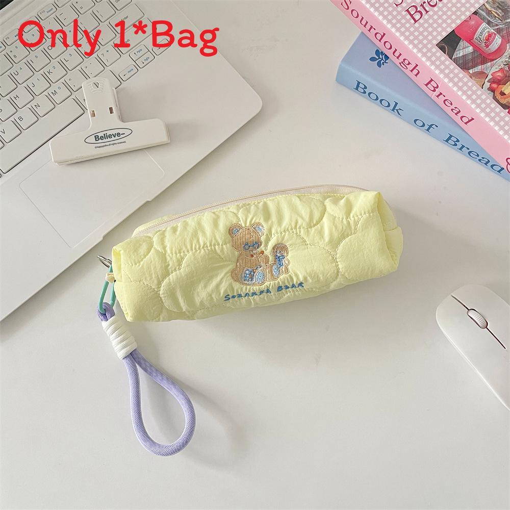 Kids Cartoon Embroidered Large Capacity Pencil Case With Soft Polyester For Girls And School Supplies