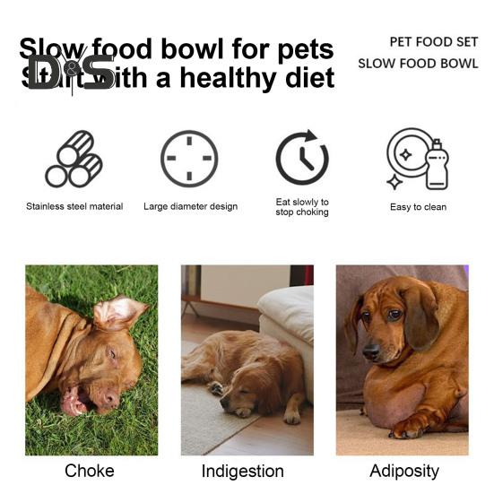 900ml Dog Slow Feeder Bowl Anti Slip Dog Slow Feeder Dry Wet Food Feeding Bowl Cute Cat Paw Bone Design Dog Bowl for Large Breeds