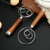 Egg Beater Kitchens Accessories Baking Tool For Kitchen Gadgets Danish Dough Whisk Two-hole Flour Cake Mixer Wooden Handle Eggs