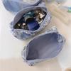 1pcs Fashion Blue Fresh Flower Makeup Bag Makeup Brush Organizer Cosmetic Storage Bag Student Large Capacity Pen Bag Pencil Pouch