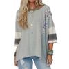 Fall New Style Women's Multi-color Printed Top - Casual and Loose Fit, Three-quarter Length Sleeves T-shirt