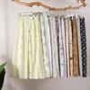 Cotton and Silk Wide-leg Pants, Thin, Can Be Worn Out, Nine-point Printing, Artificial Cotton Can Be Worn Outside, Loose Home Air-conditioning