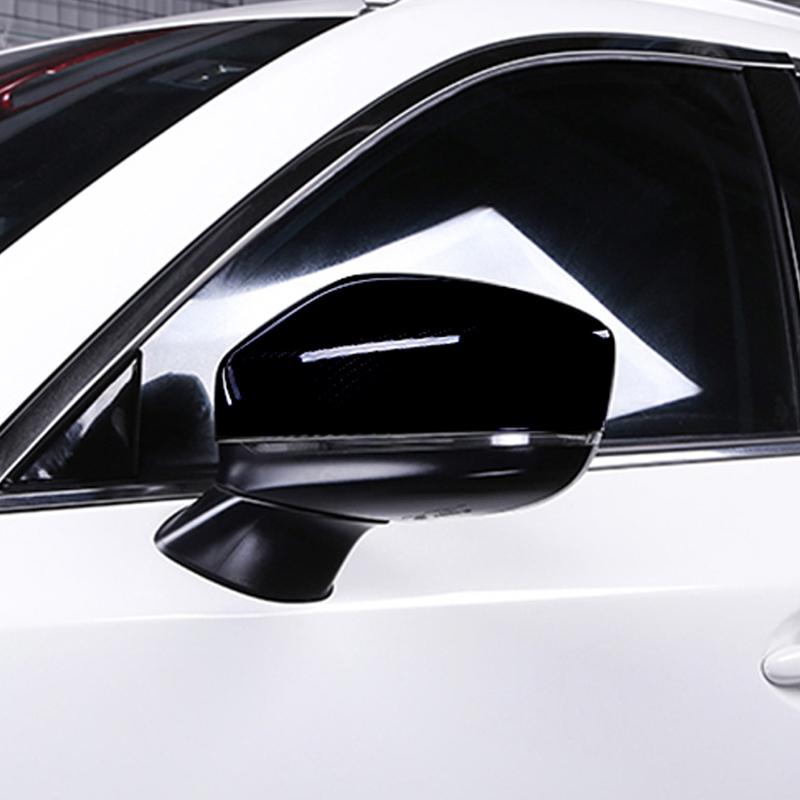 For Mazda CX-5 CX5 2017-2024 ABS Glossy Black Rearview Side Door Mirror Cover Trim 2pcs