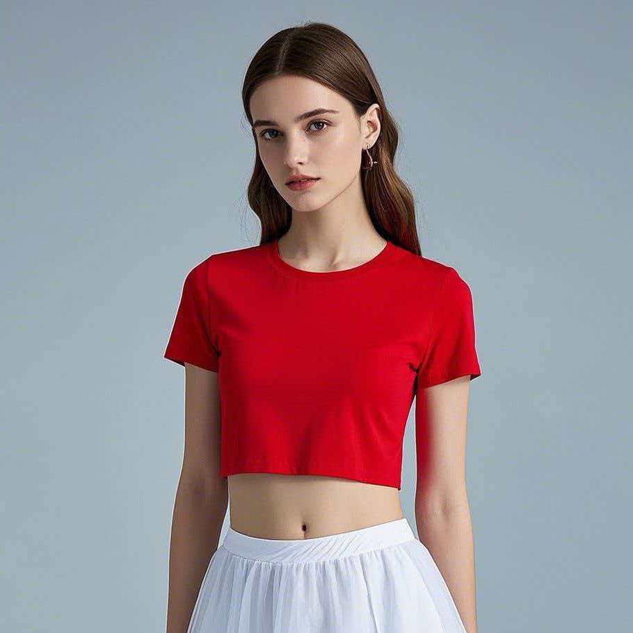 European and American large-size off-the-navel short-sleeved T-shirt women's summer new slim-fitting and thin YK Spice Girls top trend