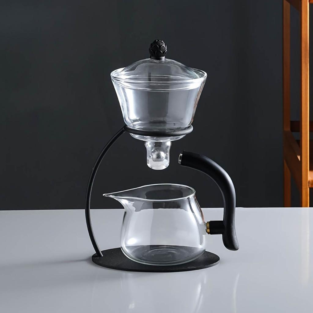 Lazy Kung Fu Glas Tee-Set Halbautomatisch Tropfend Mit Sieb Glas Teekanne Verbrühschutz Magnetischer Schalter Teekanne Teetasse Glaswaren