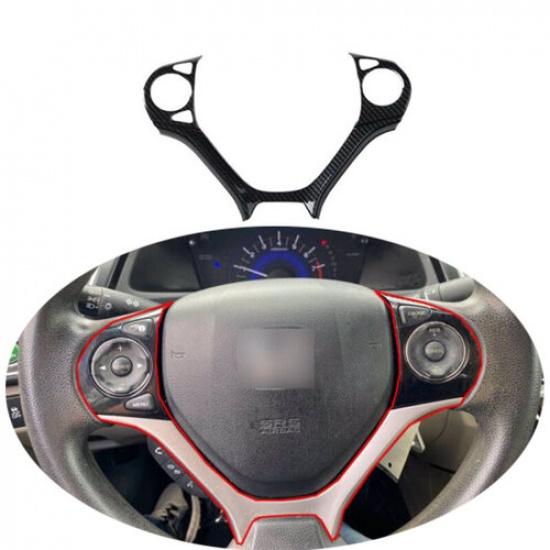 Carbon Fiber Interior Steering Wheel Frame Cover Trim For Honda Civic 2012-15