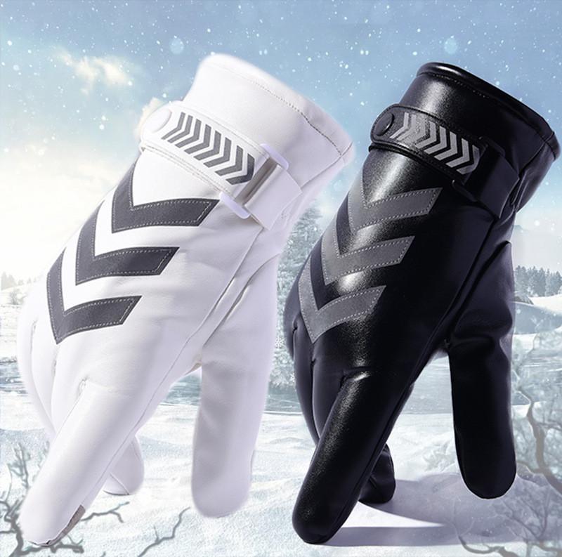 Pu Leather Mens Touchscreen Gloves For Winter Outdoor Cycling Commuting