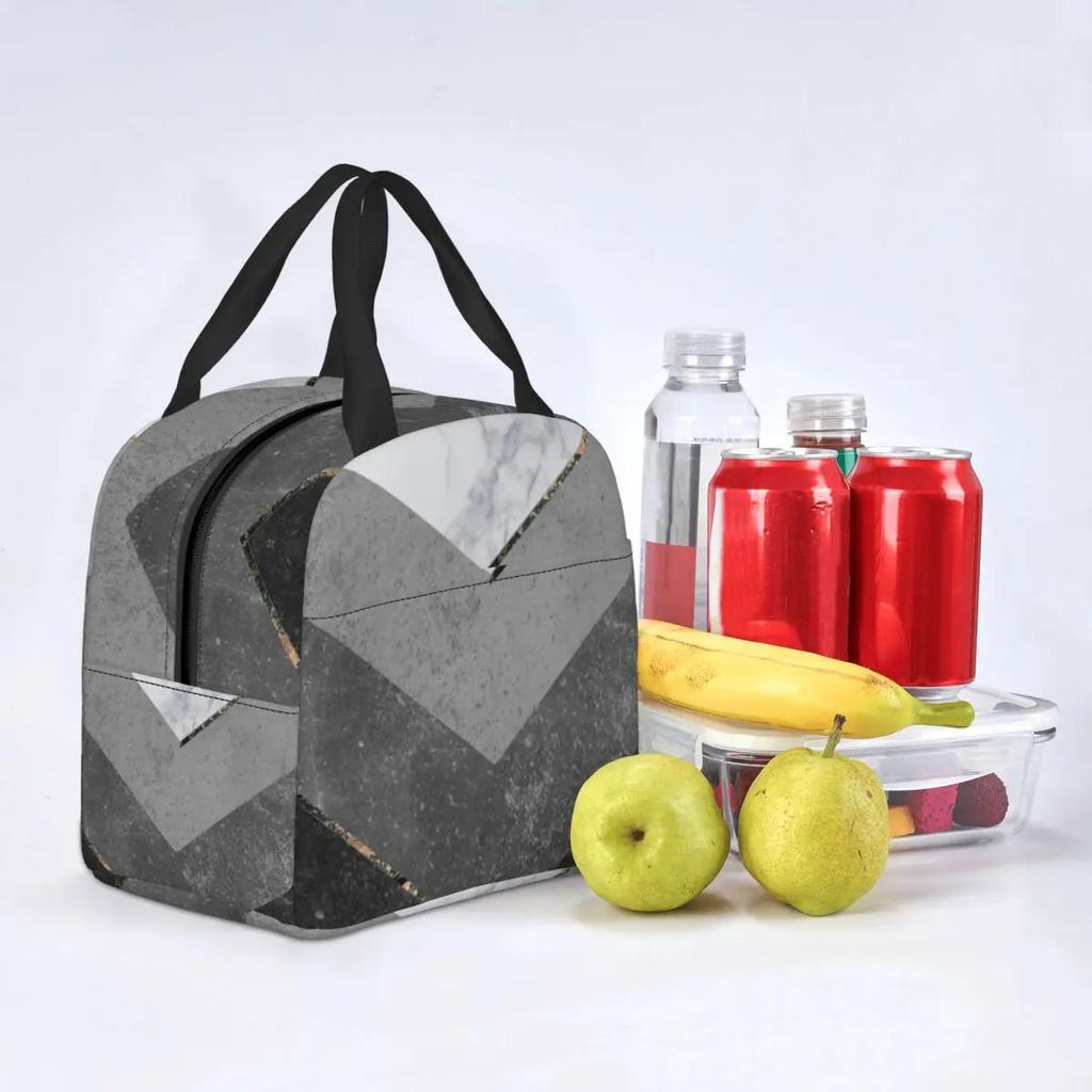 Marmor Grau Kupfer Schwarz Gold Isolierte Lunchtaschen für Frauen Abstraktes Muster Kühltasche Thermische Lebensmittel Lunchbox Kinder Schule Kinder
