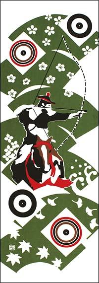 Dyeing Anbo Hand Towel Authentic Dyed Cotton Tokuoka Made in Japan 35cm x 100cm "Yabusame Ritual" 100%