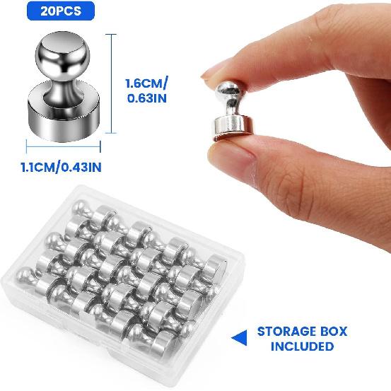 4Pack Fridge Magnet, Push Pin Magnets, Strong Rare Earth Magnets for Whiteboard Refrigerator, Small Neodymium Magnets for Kitchen Home