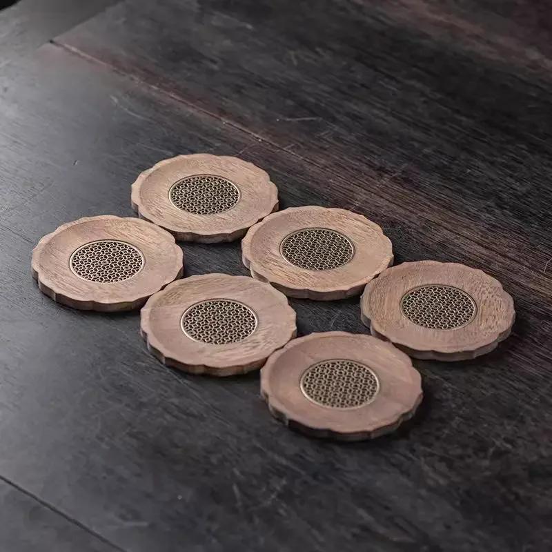 Heavy Bamboo Alloy Coasters Waterproof Insulated Mats High Temperature Resistant Coaster Kung Fu Tea Ceremony Accessories