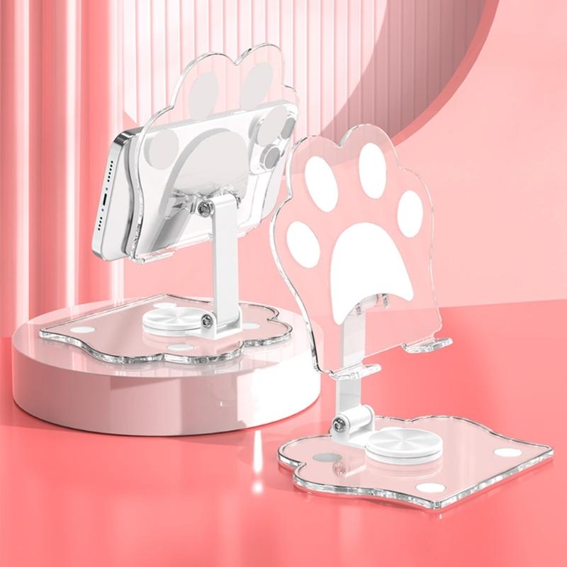 Strong Clear Phone Holder with Not  Slip  Pad Acrylic Desktop Mobile Phone Stand for Tablets Up To 12.9 Inches