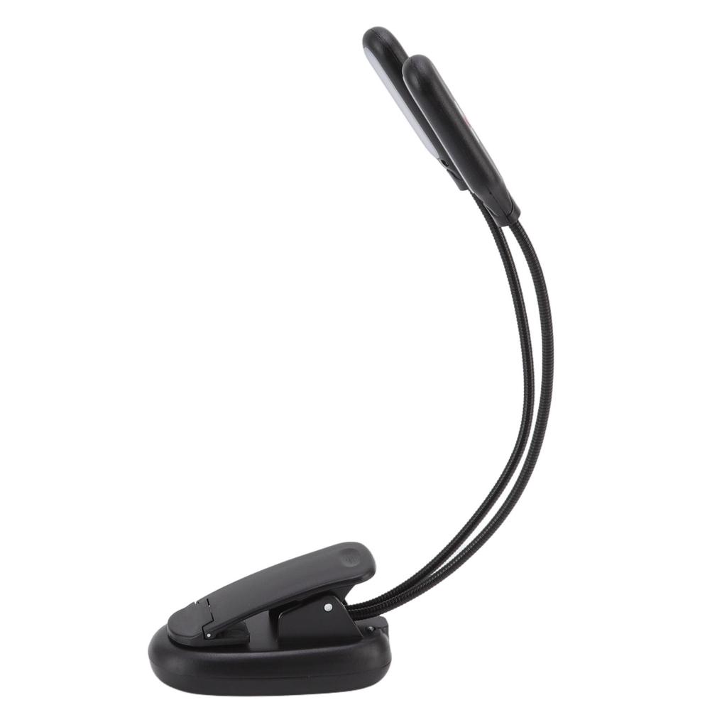 LED Desk Lamp Double Headed USB Rechargeable Clip Table Lamp for Dormitory Reading Piano Music Score Black