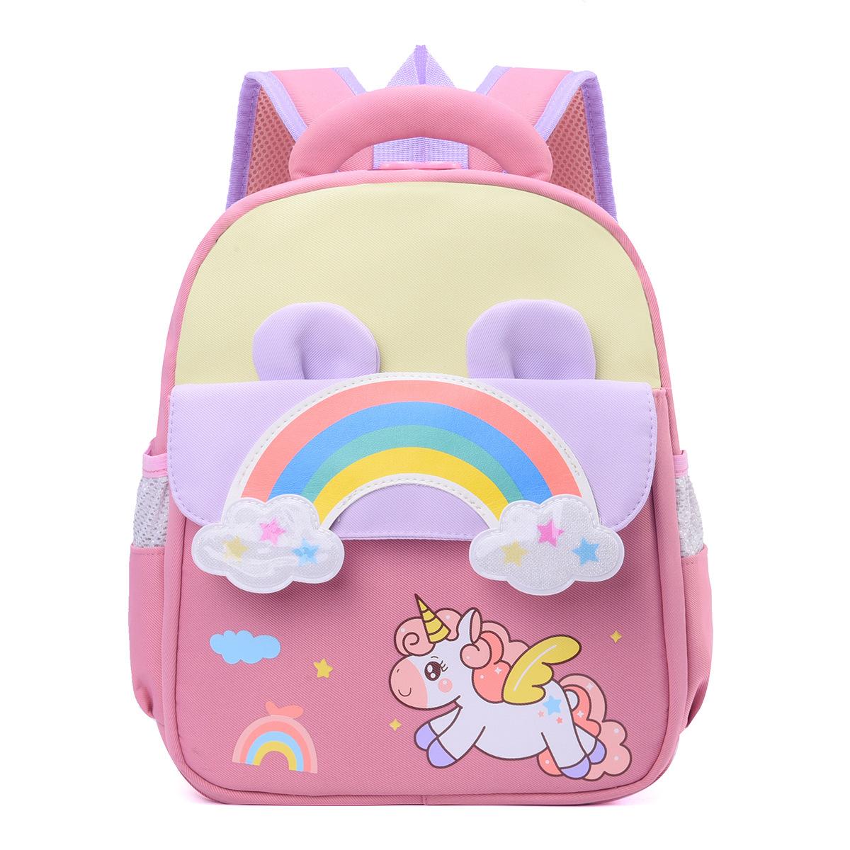 

School bag new rainbow 3-6 years old lightweight burden reduction backpack cartoon children s bag темно-рожевого кольору