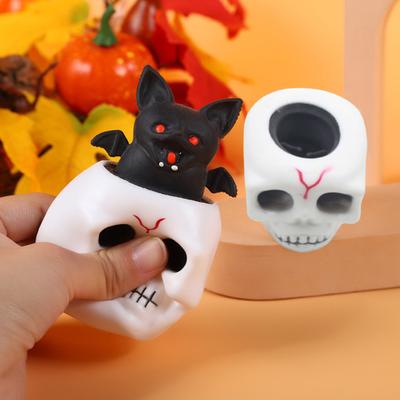 1/4/8/16 szt. Czaszka Gniotek Zabawka Halloween Rozciągliwy Szkielet Nietoperz Zabawki Fidget Ściskanie Sensoryczna