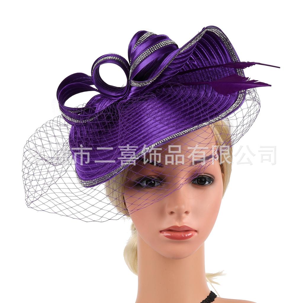 European and American creative mesh color cloth top hat stage photo headgear bridal hair accessories big head flower