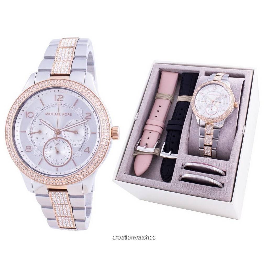 

Michael Kors Runway Diamond Accents Quartz MK6727 с ремешком Подарочный набор Женские часы белый