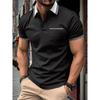 Man Summer Printed Collar Polos Shirt with Button Pocket for Men's Short Sleeve Sports Polo Shirts
