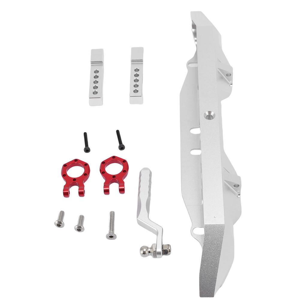 RC Rear Bumper with Trailer Hitch Silver Aluminum Alloy RC Crawler Car Rear Bumper for Replacement