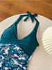 Printed Tie Back High Waist One Piece Sexy Bikini Swimsuit Women Fashion Elegant Beach Vacation Wear
