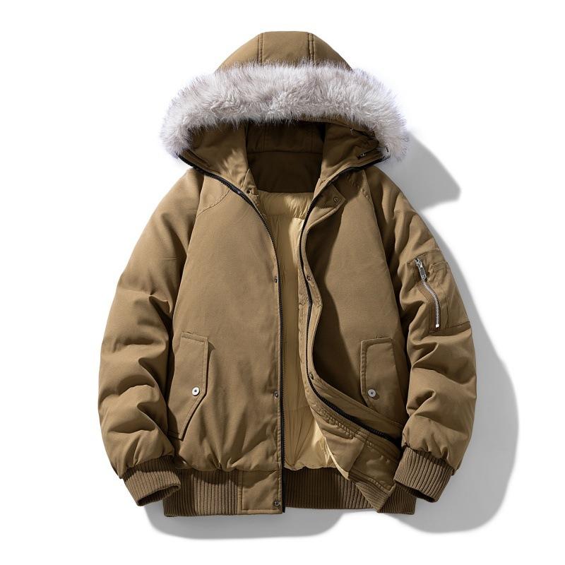 Big Fur Collar with Cotton and Thick Cotton Jacket for Men, Thick and Stylish, Cool Hooded Cotton Jacket