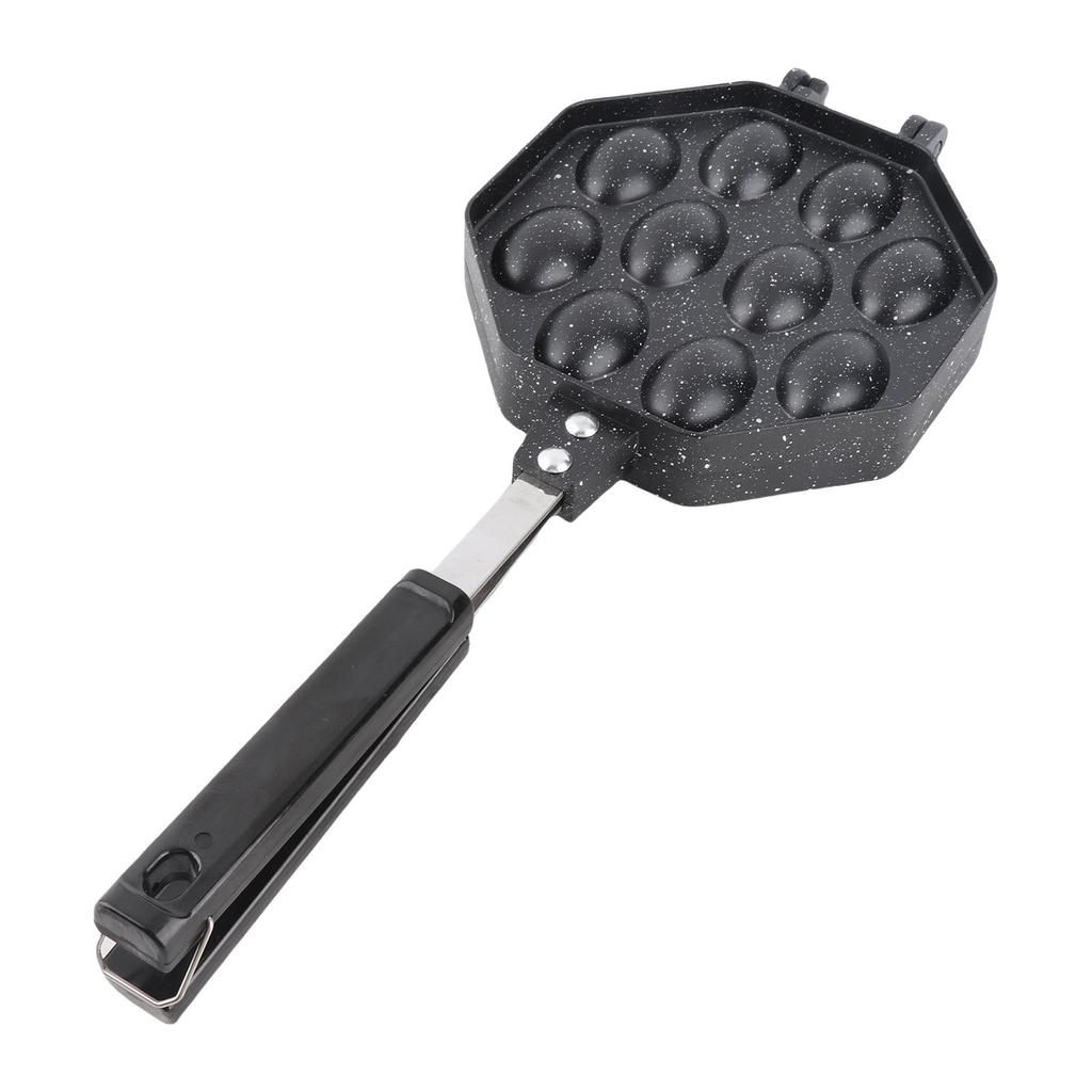 Egg Waffle Pan Aluminum Alloy Anti Stick Anti Scald Handle Bubble Waffle Maker for Home Commercial Use