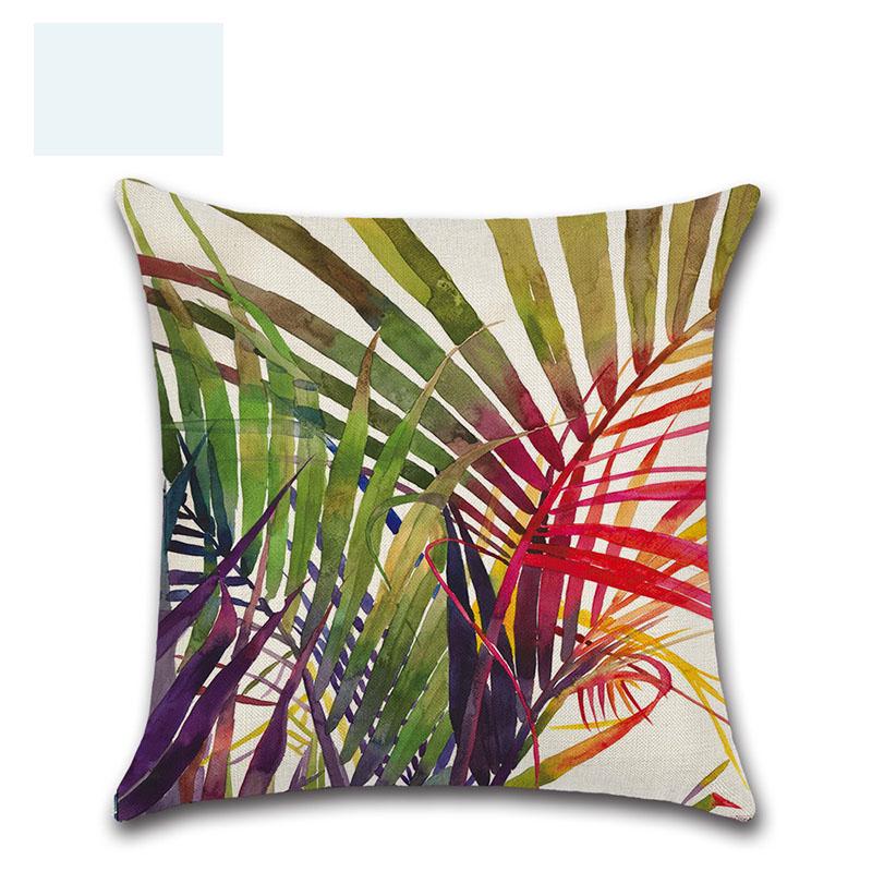 Tropical 18 Green Plant Pillow Case Cotton Sofa Cushion Cover Decorative