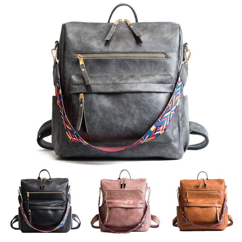 Stylish Women's Backpack In Soft Pu Leather For School And Travel With Adjustable Straps