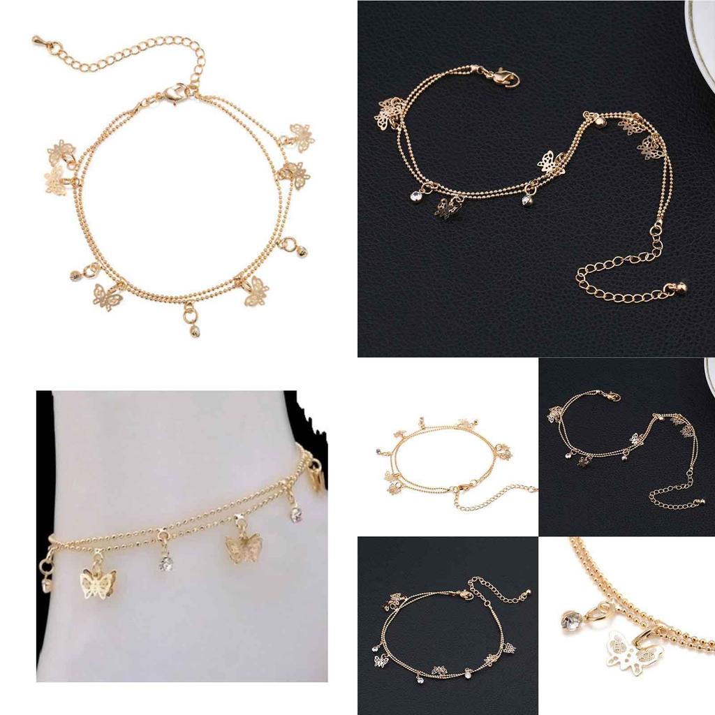Elegant Womens Gold Plated Butterfly Charm Anklet Bracelet For Beach Outings
