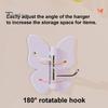 Corner Storage Hooks Rotating Butterfly Adhesive Wall Hooks, 3-Prong No-Drill Swivel Hangers, with Flexible Adjustable Angle Space-Saving Hook,