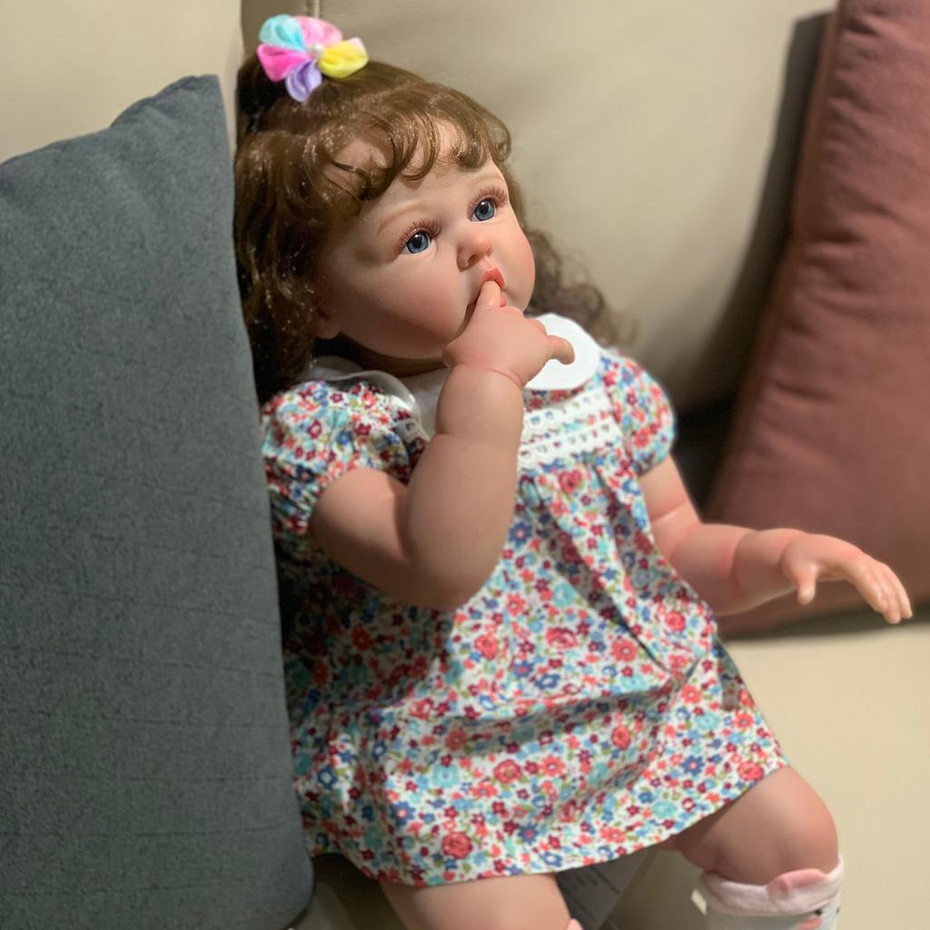 3D Maling Hud Med Vene Silikon 60 cm Reborn Baby Doll For Girl Langt Hår Prinsesse Småbarn Bebe Artist Collection Gave