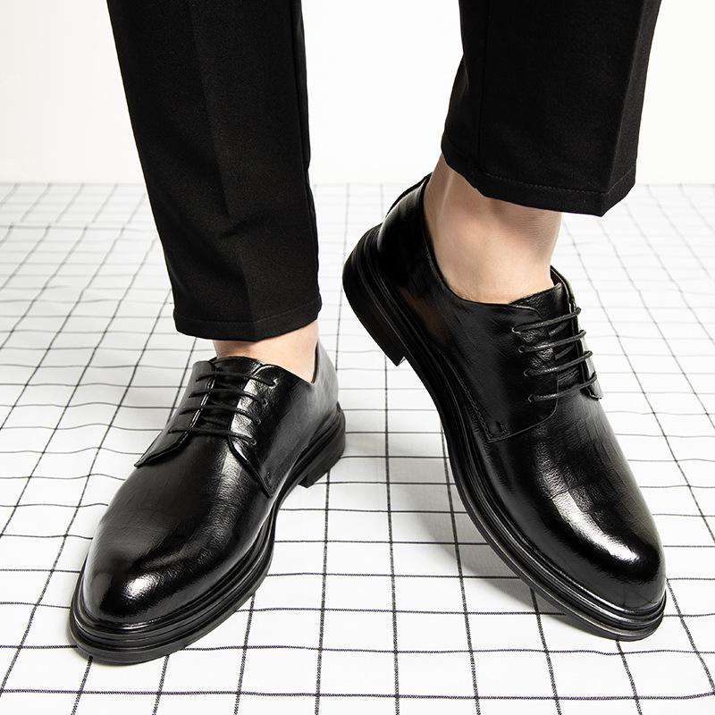 Heel Spring Autumn Men'S Leather Dress Shoes Fashion Casual New Designer Hollow Height Casual Platform Shoes Man