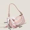 Ins Style Shining Ladies Shoulder Bag Pink White Color PU Leather Underarm Bag Fashion Women Crossbody Bags Pearl Chain Handbags