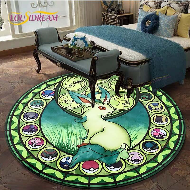 Kulatý koberec do obývacího pokoje Koberce Ložnice Děti Koberec s Pikachuem Koupelnová předložka Kreslený potisk Pokemonů Podložka na podlahu Koberec do dětského pokoje