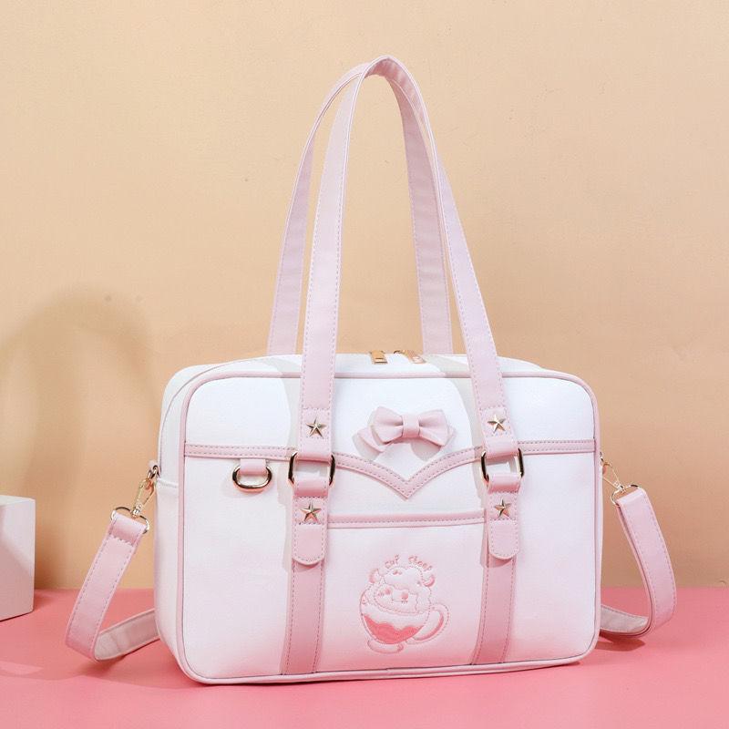 Cute Cartoon JK PU Shoulder Bags 2026 Sweet Embroidery Kawaii Uniform Crossbody Bags New Teenage Girls Lolita Bags for Women