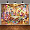2D Flat Print Clown Puzzle Party Backdrop Colorful Circus Clowns Photography Background