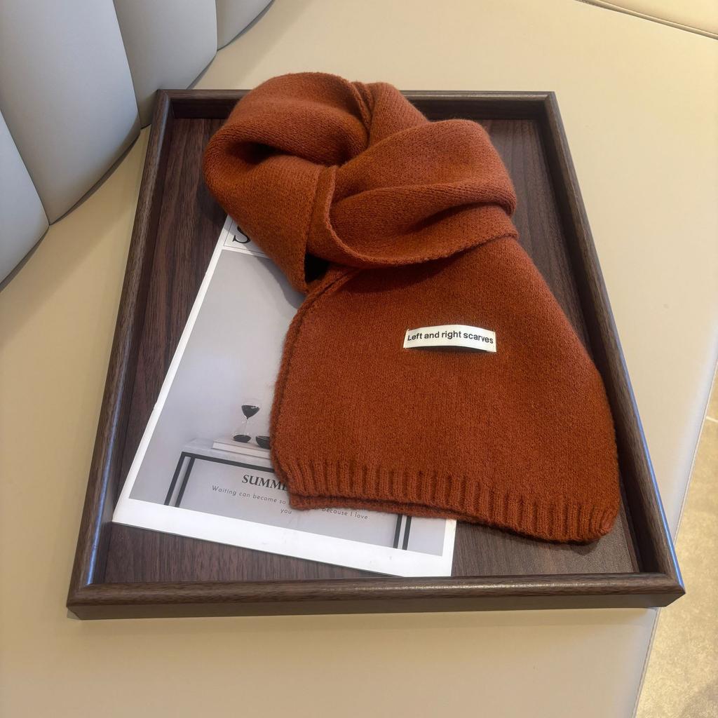 New solid color scarf women's imitation wool versatile scarf men's scarf autumn and winter knitted small scarf tide