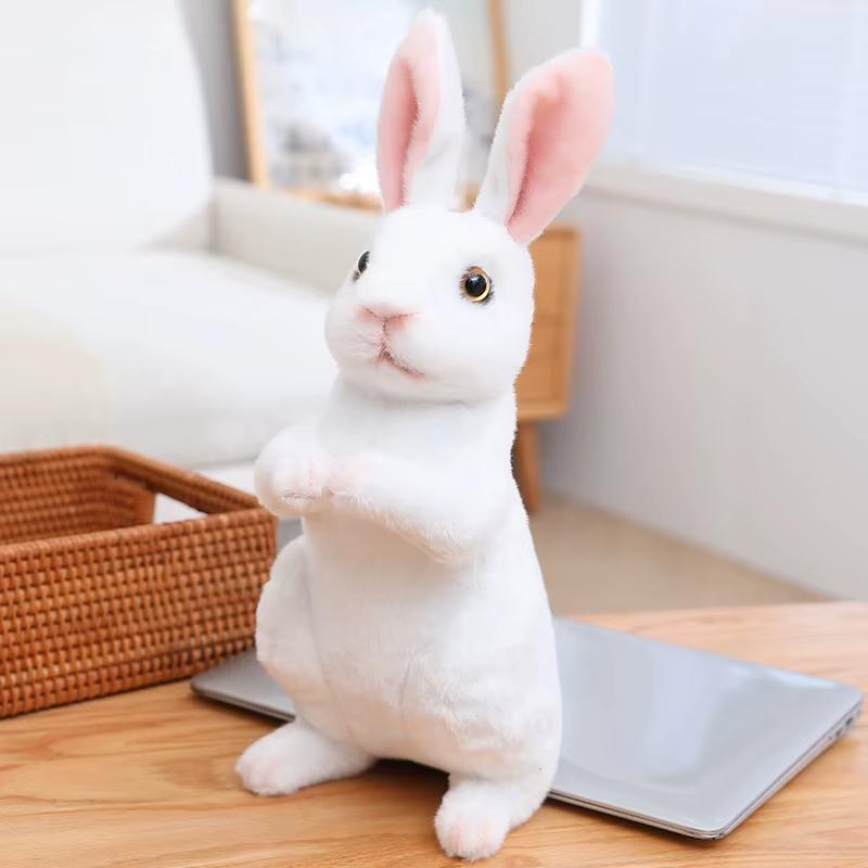 Simulation Long Ears Realistic Rabbit Plush Toy Lifelike Animal Stuffed Doll Toys for Boys Girls Birthday Gift Room Decor