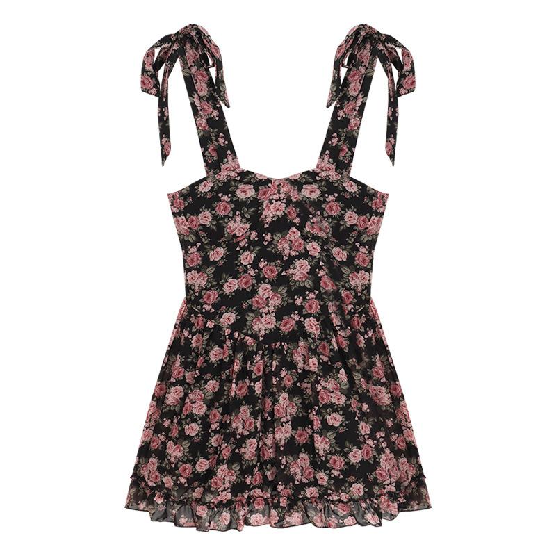 

Платье-слинг, женская французская юбка с цветочным принтом, летняя юбка на талии