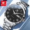OLEVS New 7075 Mens Watch Stainless Steel Original Automatic Mechanical Watch Luxury Date Watches For Man Large Dial High Qualit