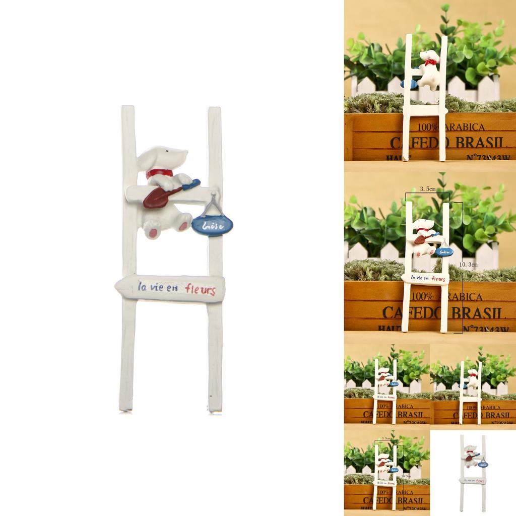 Creative Staircase Climbing Puppy Scene Mini Model Ornament For Garden And Home Accents