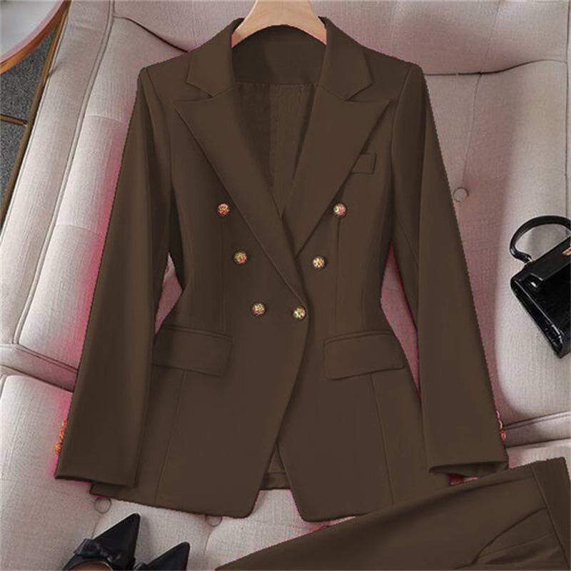 Blazer a tinta unita e a quadri da donna, Giacca da completo in misto cotone poliestere stile urbano, Blazer da pendolare per l'ufficio