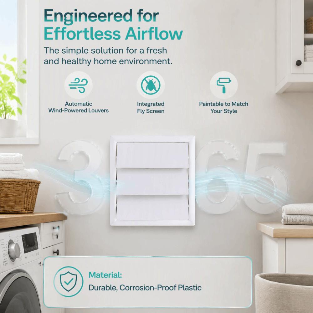 6 Inch Air Vent Grille White Louvered Vent Cover New Wall Duct Ventilation Grill Exterior Walls