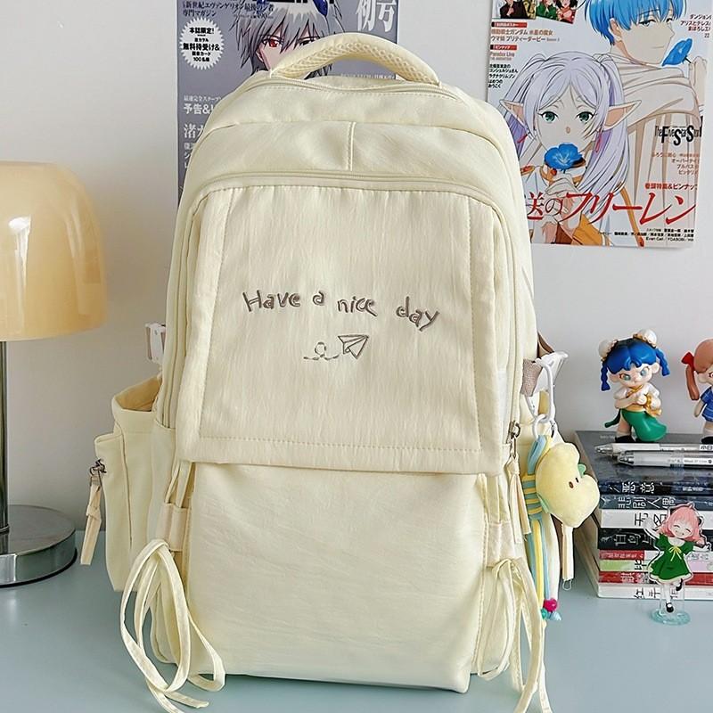 Letter Nylon Casual Backpack For Women And Men With Lightweight Cushion Straps For Daily Use