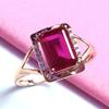 Fashion Copper Plating Rose Golden Engagement Ring Square Ruby Rings for Women Light Luxury Charms Zircon Adjustable