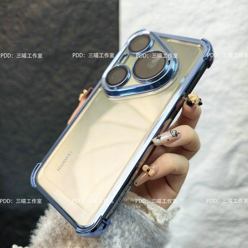 For Huawei Pura 90 Pro/90Pro Max 80 80Pro 80Ultra Case Luxury Electroplated Transparent Frame Anti-yellowing Shockproof Cover