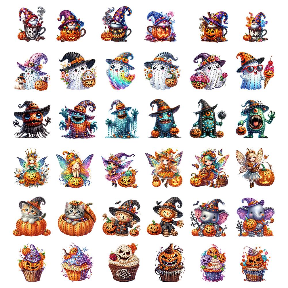 6Pcs Acrylic Special Shape Ghost Fridge Stickers Diamond Art Fridge Magnet Diamond Art Magnets Decals for DIY Crafts Party Gift