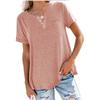 Spring Summer Style Jacket V-neck Short Sleeve Pocket Loose T-shirt Woman
