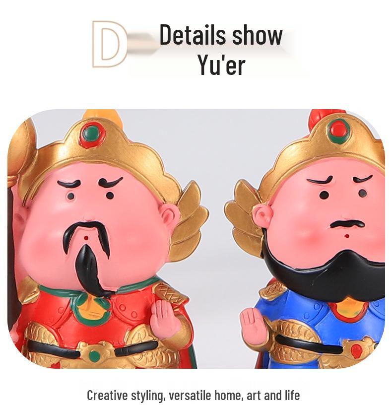 Heng Ha Door Gods Emotional Stability Desk Ornament - Cute Cartoon Figure Decoration
